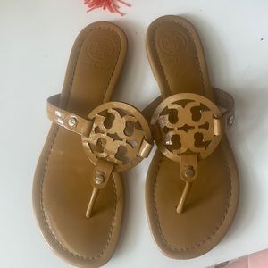 Tory Burch tan flips flops size 8